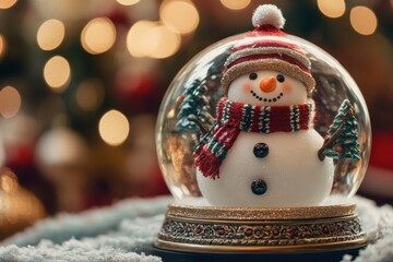 Festive Snowman Inside a Magical Christmas Snow Globe