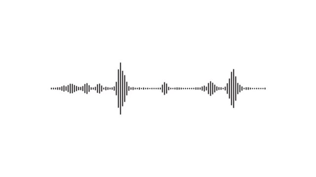 Audio waveform spectrum animation. Sound waves on transparent background with alpha channel. Audio visualiser. Music equaliser.