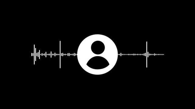 Virtual Human Interview Voice Recording Interface with Podcast Microphone and Sound Wave Animation.