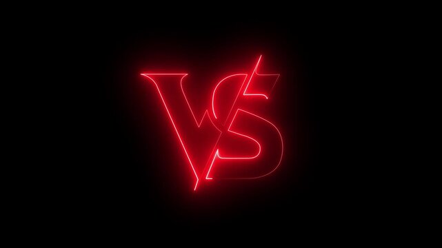 Glowing Neon VS Logo Icon with Luminous Light and Versus Graphic Design Element.