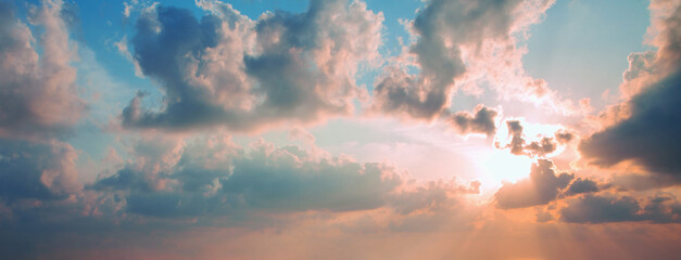 colorful dramatic sky with cloud at sunset