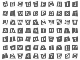 怪文書・犯行声明文・脅迫状・予告状風切り貼り文字（アルファベットゴシック体）セット