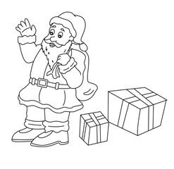 Cute cartoon hand drawn vector Santa Claus outline.