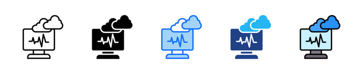 Cloud Monitoring Icon Set Multiple Style Collection