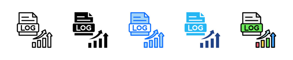 Log Monitoring Icon Set Multiple Style Collection