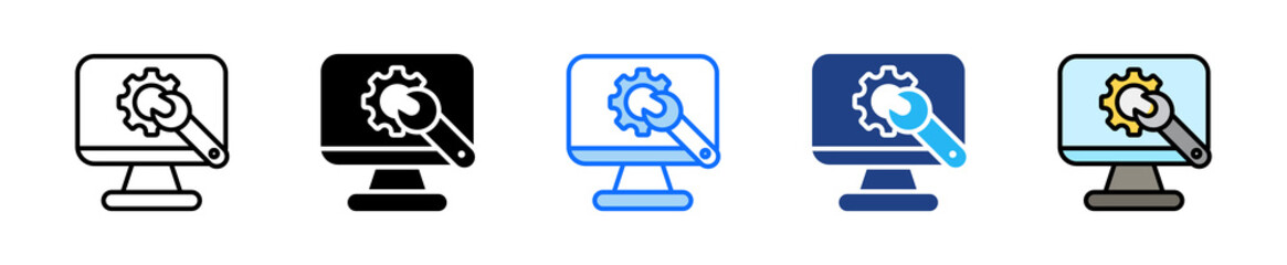 Service Monitor Icon Set Multiple Style Collection