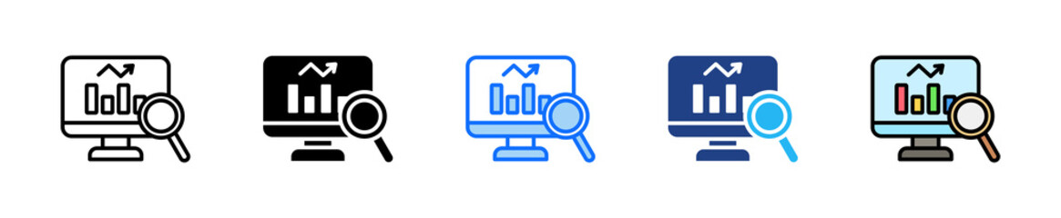 Analytics Monitor Icon Set Multiple Style Collection