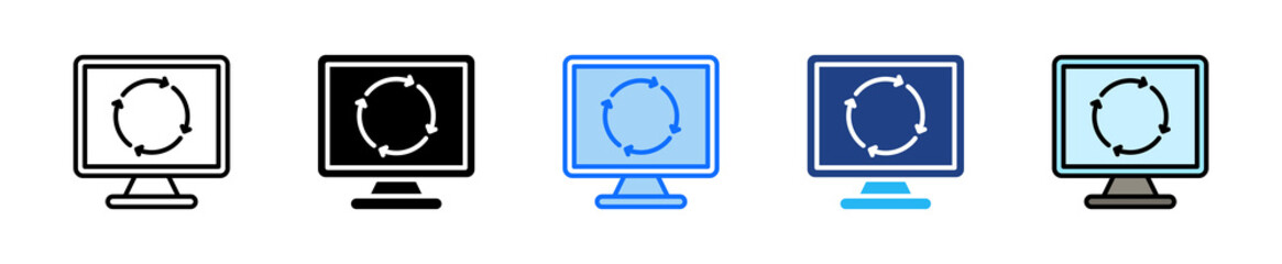 Monitor Update Icon Set Multiple Style Collection