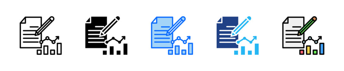 Report Monitor Icon Set Multiple Style Collection