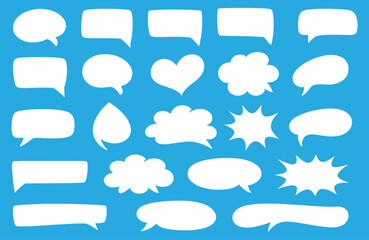 Set of speech bubble showing chat, message, dialogue and communication. Useful for conversation design, messaging concepts, comics, social media, user interface, discussion, feedback.