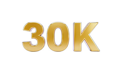 Golden 30K Text on White Background