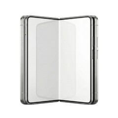Open Silver Foldable Smartphone Mockup Rear View