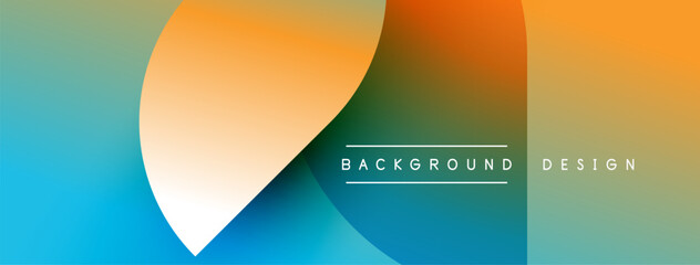 Abstract gradients blend, creating dynamic visual flow. Overlapping shapes suggest depth, modern aesthetic. Text labels background, design.