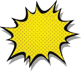 Yellow Starburst Comic Book Speech Bubble with Polka Dot Pattern and Shadow cartoon explosion