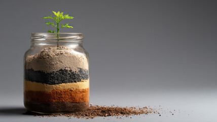 A small sprout growing inside a jar