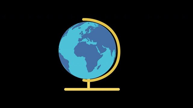 a blue and green globe Planet earth map icon concept transparent background with alpha channel