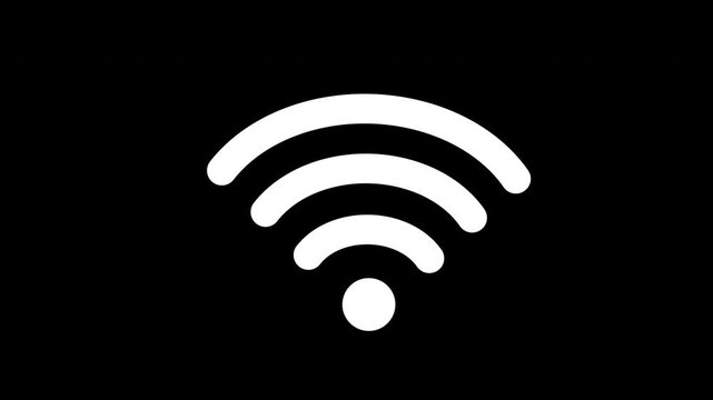 a white wifi icon concept loop animation video with alpha channel