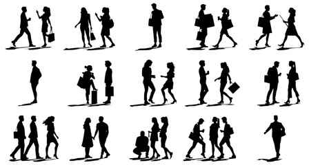  A line of diverse silhouettes stands together in unity, symbolizing teamwork, community, and collaboration. Suitable for business, education, and social themes focused