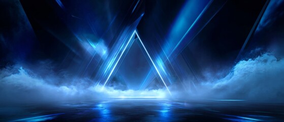 Abstract Blue Laser Beam Triangle Stage Background