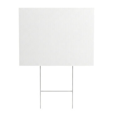 Blank White Corrugated Plastic Yard Sign With Stakes