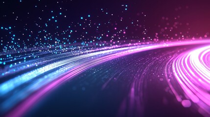 Fototapeta premium Networking Technology and Communication Glowing lines and dots illustrating a digital network, representing cloud computing, tech infrastructure, and fast data transmission.