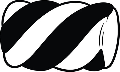 A black and white illustration of a twisted candy like shape