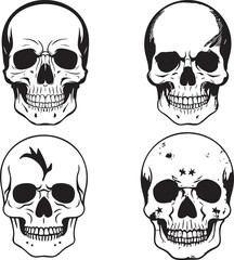Fototapeta premium Human Skulls Set Vector Illustrations