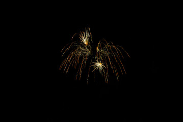 Fireworks lighting up the night sky. Pyrotechnics, abstract	