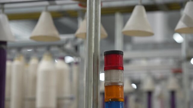 Industrial Signal Tower Light Inside Textile Production Facility