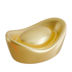 Traditional Golden Chinese Ingot Or Sycee Isolated