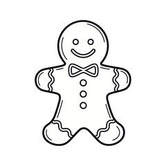 Smiling gingerbread man with bow tie and buttons