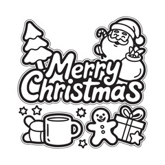 Merry christmas illustration with santa claus and festive elements