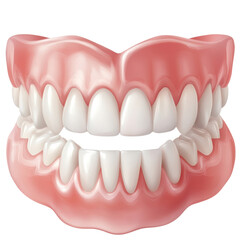 Obraz premium Full set of dentures displayed against a plain background for dental health