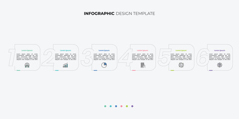 Modern Circle chart infographic template with 6 options for presentations. Infographic 6 diagram chart template for business 6, options, presentation with diagram elements, infographics