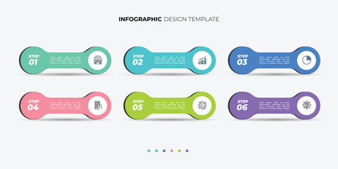Modern Circle chart infographic template with 6 options for presentations. Infographic 6 diagram chart template for business 6, options, presentation with diagram elements, infographics