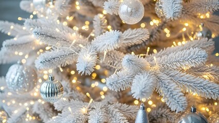 Elegant white christmas tree with ornaments