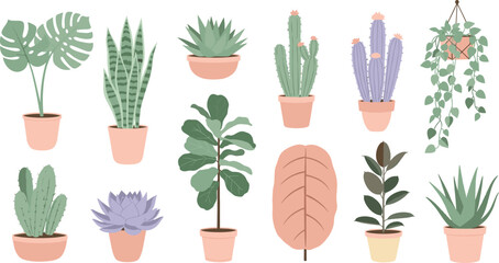 Collection of indoor potted plants © Event vector element