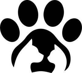 llustration of a Dog and Cat with black Paw Prints