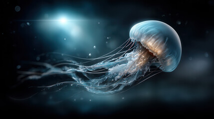 jellyfish swimming against a black background