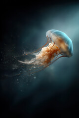 jellyfish swimming against a black background