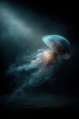 jellyfish swimming against a black background