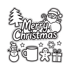 Merry christmas doodle art with santa claus and festive icons