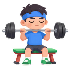 Young Boy Lifting Weights on a Bench