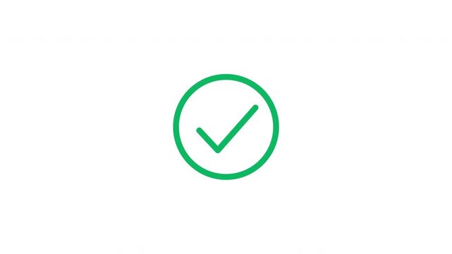 Bold green hand drawn check mark appearing inside a circle, expressing success, completion, approval, and positive result, with transparent background for business video, presentation, UI, and web use