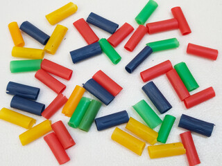 Colorful Plastic Straw Beads for Kids Crafts, Bird Toys, and Fishing Accessories on White Background
