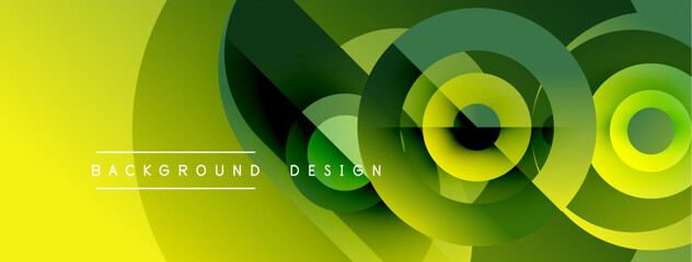 Fototapeta premium Abstract green yellow design. Circular shapes overlap creating dynamic visual effect. Modern background suitable for various projects.