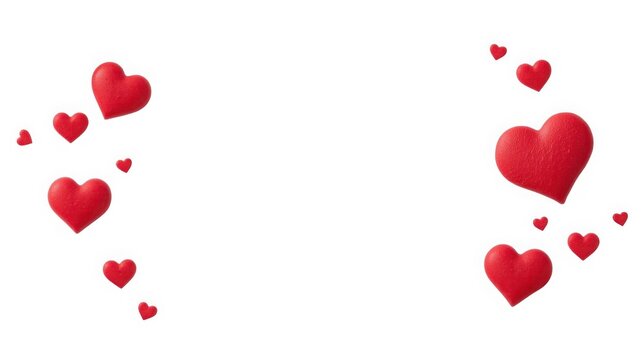 Lucid realism happy valentines day greeting card layout with red hearts on white background for love and romance