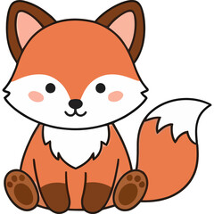 Cute Orange Fox Sitting Character Illustration