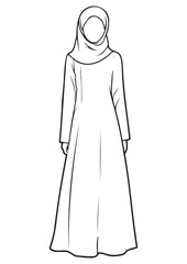 ISO A0 Print Ready Hijab Woman Sketch Drawing Silhouette
