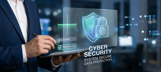 Cyber security system check and data network protection hologram